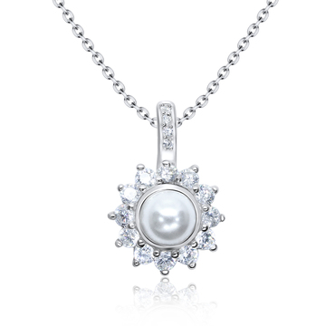 Pearly Sun Designed Silver Necklace SPE-3318